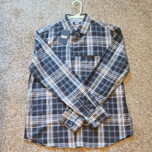 DKNY Men's Navy and White Checkered Shirt